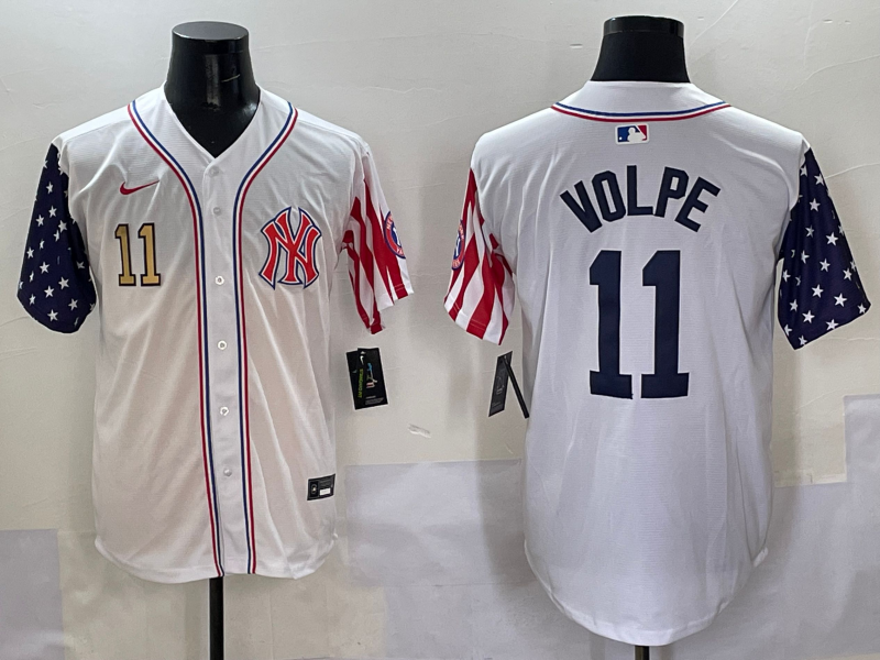 Men 2025  MLB New York Yankees #11 Volpe white jersey style 5->new york yankees->MLB Jersey